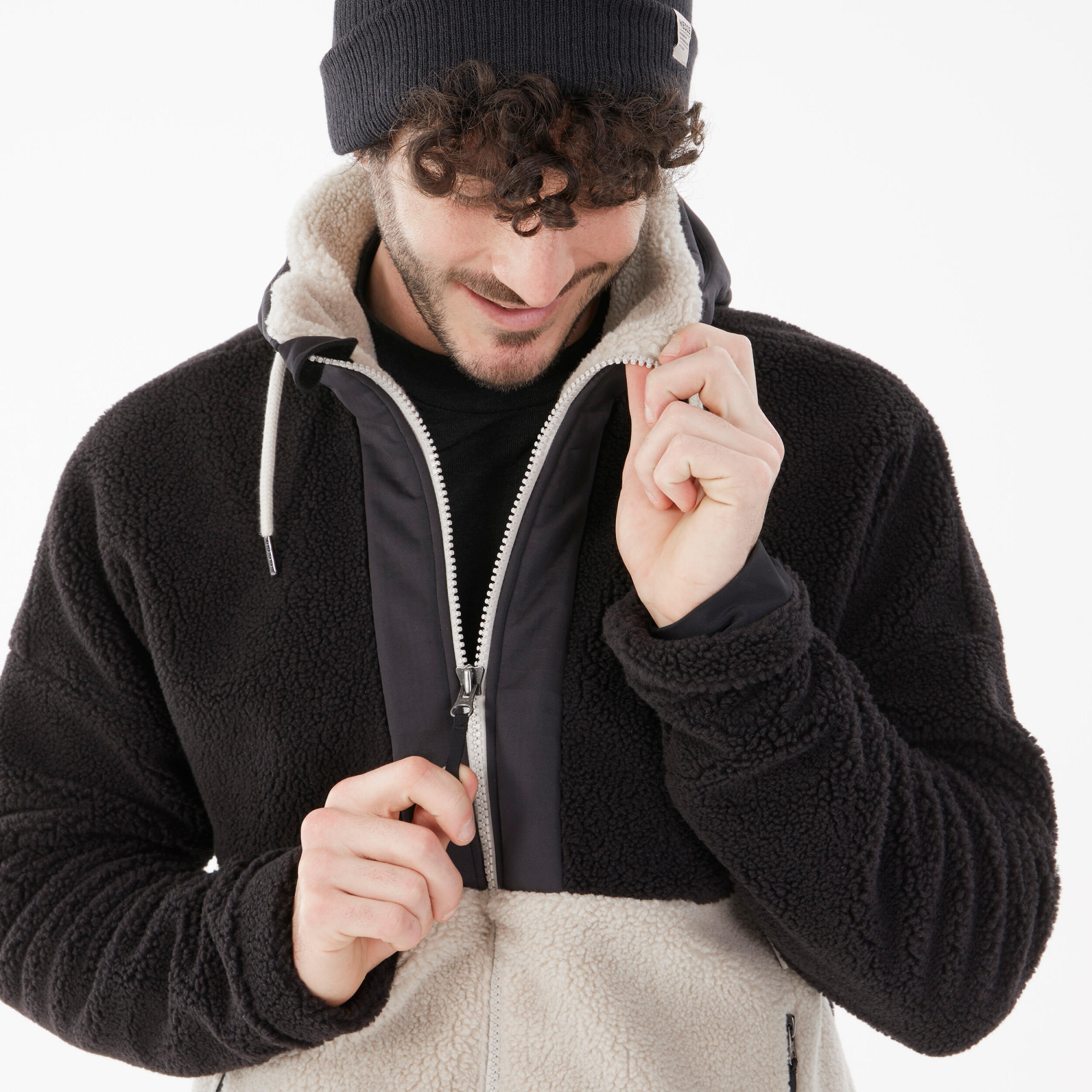 Chamarra polar cálida sherpa de senderismo hombre - SH900 beige